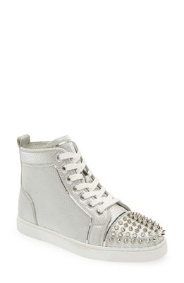 Christian Louboutin Lou Spikes High Top Sneaker in Silver