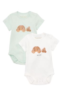 Palm Angels Bear Graphic Organic Cotton Bodysuit Set in Multicolor Brown