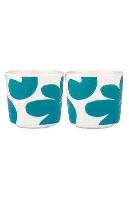 Marimekko Leikko Set of 2 Coffee Cups in Teal