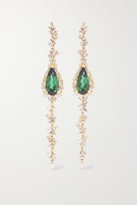 Suzanne Kalan - 18-karat Gold, Tourmaline And Diamond Earrings - one size