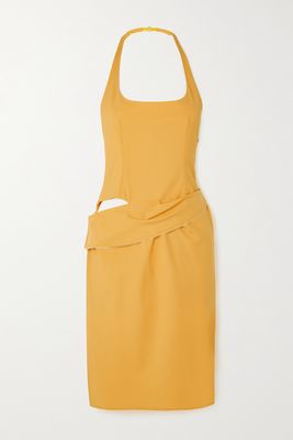 Jacquemus - Hielo Cutout Draped Wool-blend Halterneck Mini Dress - Orange