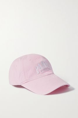 Balenciaga - Cities Distressed Embroidered Cotton-twill Baseball Cap - Pink