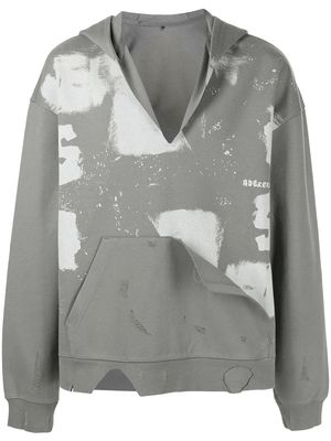 Ader Error distressed-finish hoodie - Grey