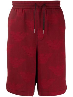 Emporio Armani all-over logo-pattern print shorts - Red