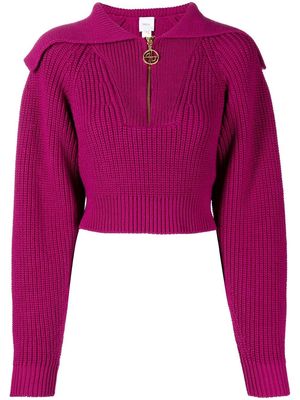Patou zip-front ribbed jumper - Purple