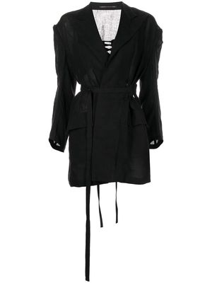 Yohji Yamamoto asymmetric-wrap corseted jacket - Black