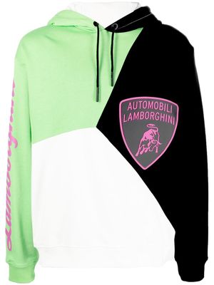 Automobili Lamborghini logo-patch colour-block hoodie - White
