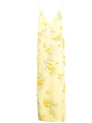 DEL CORE embellished silk shift dress - Yellow