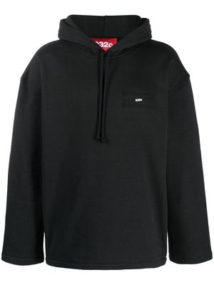 032c logo-print organic-cotton hoodie - Black