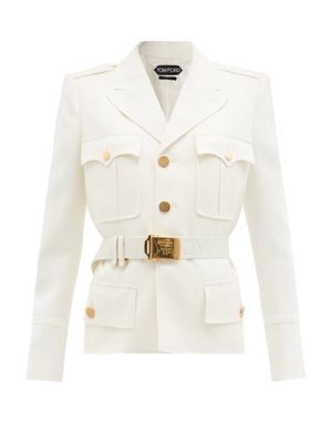 Tom Ford - Belted Wool-blend Twill Jacket - Womens - White