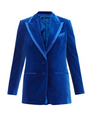 Tom Ford - Framed-lapel Cotton-velvet Tuxedo Suit Jacket - Womens - Blue