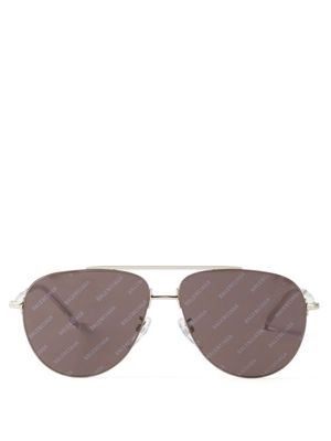 Balenciaga Eyewear - Logo-lense Aviator Metal Sunglasses - Mens - Silver