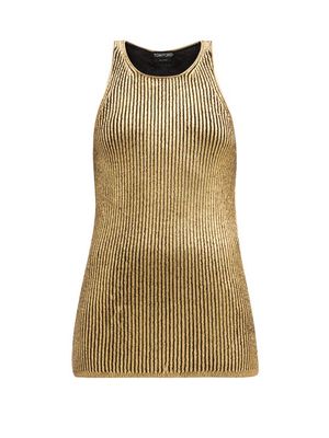 Tom Ford - Laminated Cashmere-blend Tank Top - Womens - Gold
