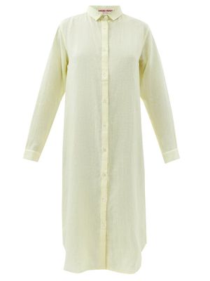 Emporio Sirenuse - Dove Linen Midi Shirt Dress - Womens - Light Yellow