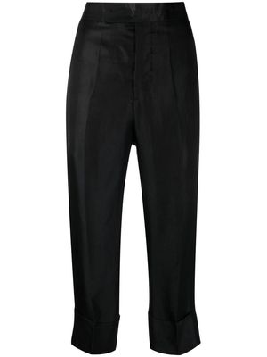 SAPIO satin-finish cropped trousers - Black