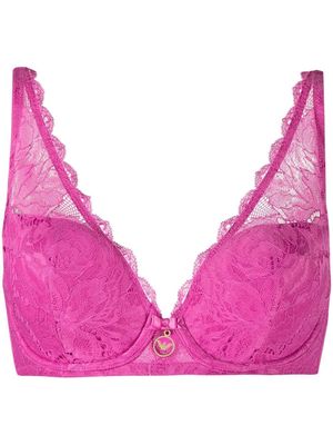 Emporio Armani lace-panel detail bra - Pink