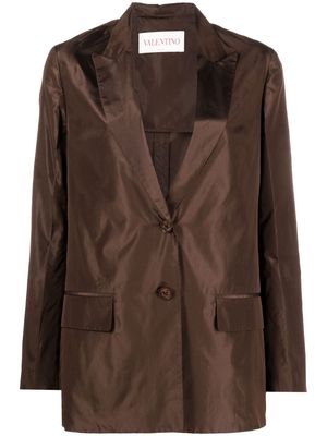Valentino crinkled-effect single-breasted silk blazer - Brown
