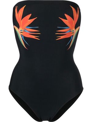 Saint Laurent bird of paradise print swimsuit - Black