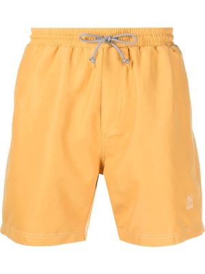 Brunello Cucinelli logo-embroidered swim shorts - Yellow