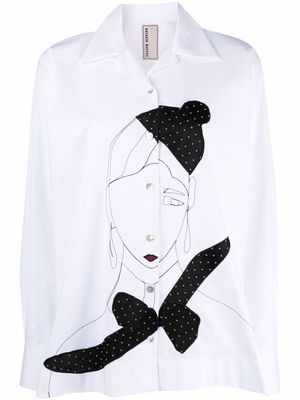 Antonio Marras illustration-style print cotton shirt - 100 WHITE
