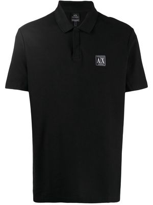 Armani Exchange logo-patch polo shirt - Black