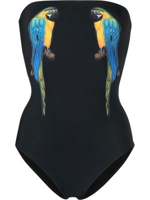 Saint Laurent parrot print high-cut swimsuit - Black