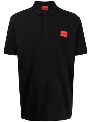 HUGO Dereso222 logo-patch polo shirt - Black
