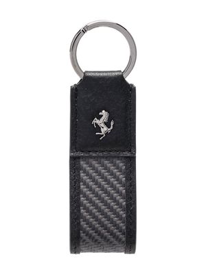 Ferrari logo-plaque detail key ring - Black