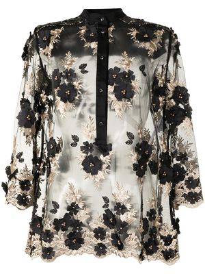 Antonio Marras floral-embroidered blouse - Brown