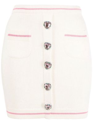 Chiara Ferragni crystal-embellished buttons mini skirt - Neutrals