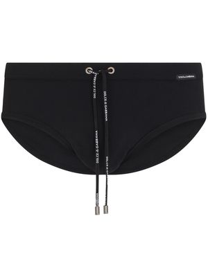 Dolce & Gabbana logo tie swimming trunks - Black