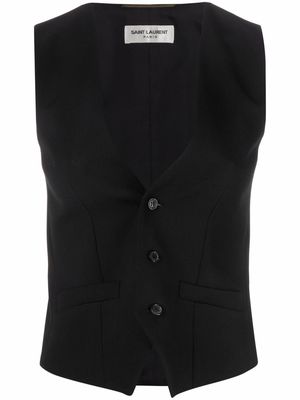 Saint Laurent V-neck button-up vest - Black