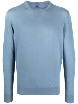 Fedeli fine knit crewneck jumper - Blue