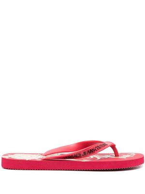 Versace Jeans Couture side logo-print flip flops - Red