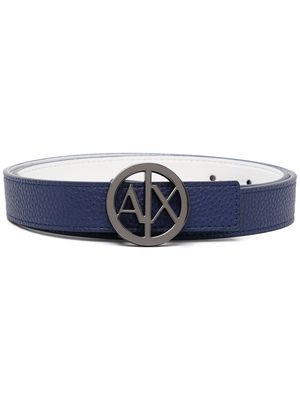 Armani Exchange logo-buckle leather belt - Blue