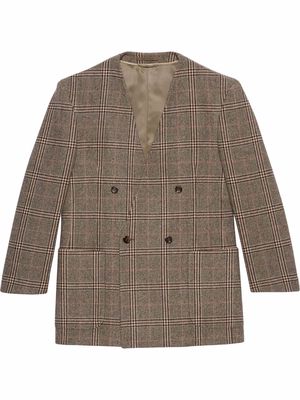 Gucci Prince of Wales double-breasted jacket - Brown