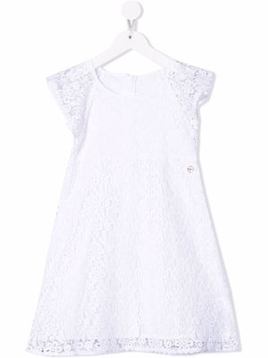 Michael Kors Kids lace-panelled A-line midi dress - White