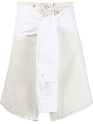 MM6 Maison Margiela knot-detail cotton denim skirt - White