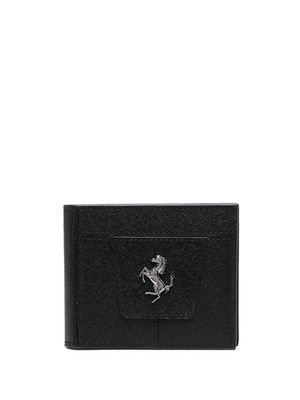 Ferrari wrinkle-effect logo-plaque wallet - Black