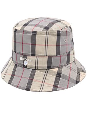 Barbour check-print bucket hat - Grey