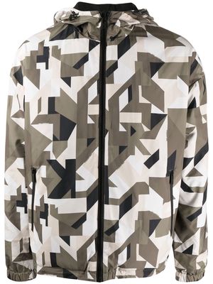 Karl Lagerfeld patterned zip-up hooded jacket - Green