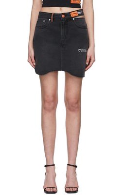 Heron Preston Black Denim Mini Skirt