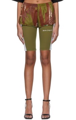 Palm Angels Green Polyester Sports Shorts