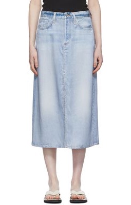 rag & bone Blue Rayon Midi Skirt