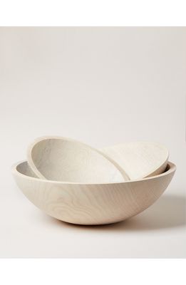 Farmhouse Pottery 15-Inch Crafted Wooden Bowl in White