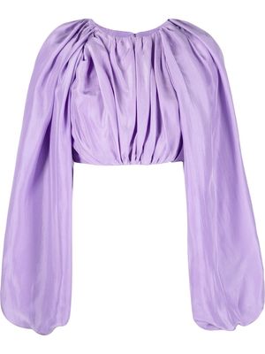 CONCEPTO cropped long-sleeve pleated blouse - Purple