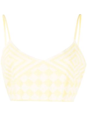 Rus check-knit cropped vest top - Yellow