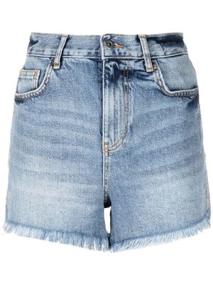 LIU JO crystal-embellished denim shorts - Blue