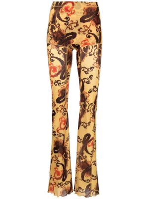 KNWLS paisley-print flared trousers - Yellow
