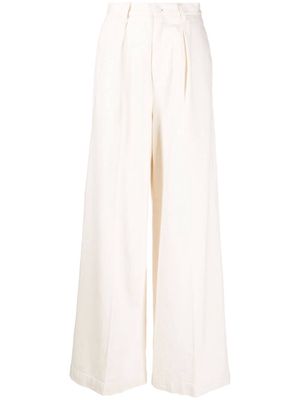 Made in Tomboy wide-leg cotton trousers - Neutrals